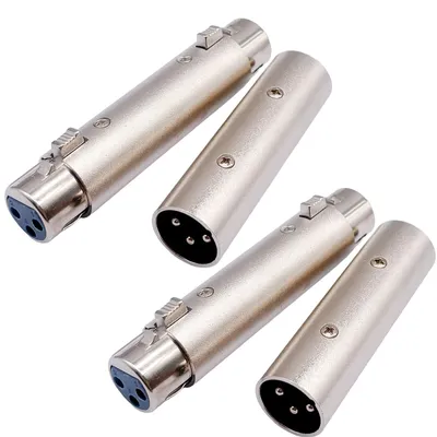 XLR-Adapter-Set, 4 Stück 3-polig, Stecker/Buchse, für Mikrofon & Mixer