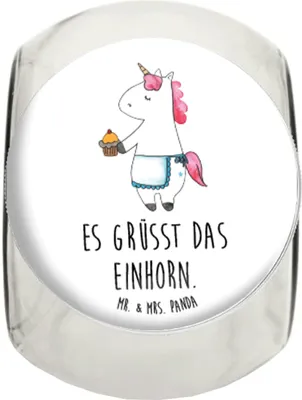 Produktbild von Mr. & Mrs. Panda Bonboniere Einhorn Muffin XL 2000ml - Weiß - Geschenk, Geburtstag, Kaffeedose, Grüße, glasbehälter, Frischhaltedose, Geburtstagsgrüße, keksdose glas