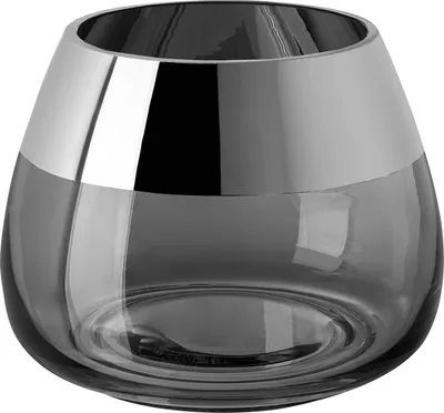 Produktbild von Fink BELLA, Teelichthalter, Glas, Silberfolie, grau, silberfarben, L. 15 cm, B. 15 cm, H. 11.6 cm, D. 15 cm 116124