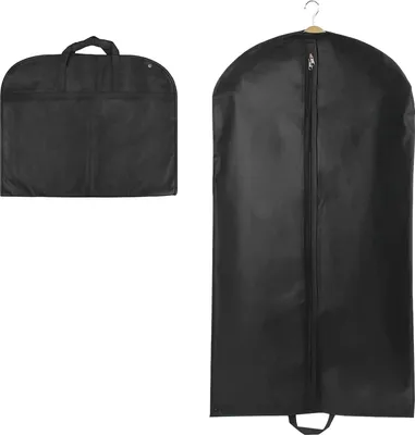 Produktbild von 60 x 120cm Kleidersack, Lange Kleidersack, Anzug mit Tragegriff Aufbewahrung Kleiderhš¹lle, Atmungsaktive Anzugtasche fš¹r Sakkos Hemden Abendkleider Anzugsack (Schwarz)