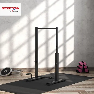 Produktbild von Dip Station Kraftstation, Liegestütz-Ständer Ganzkörpertraining, Vierkantstahl, Schwarz | 65x63x117 cm | 93–117 cm | bis 540 kg