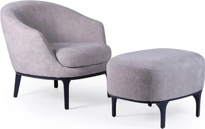 Produktbild von Wohnzimmer Set 2tlg Sessel mit Hocker Designer Modern Polstermöbel
