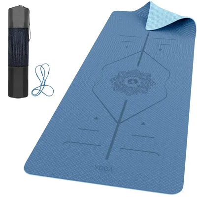 Produktbild von Yogamatte Gymnastikmatte Pilatesmatte - Ausrichtungslinien - Rutschfest - 6 mm - 183 x 61 cm