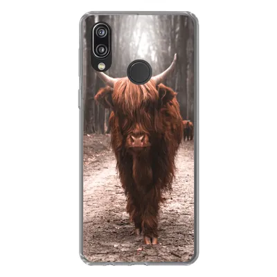 Produktbild von MuchoWow® Handyhülle Schutzhülle Hülle für Huawei P20 Lite (2020) Schottischer Hochländer - Wald - Kuh - Tiere - Natur Silikon Softcase Handy Hülle - Kartenhalter