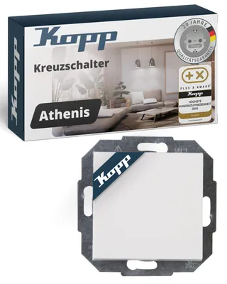 Produktbild von Kopp ATHENIS Kreuzschalter Rein-Weiß - Hochwertiger IP20 Lichtschalter