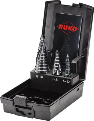 Image de RUKO ULTIMATECUT Coffret de forets étagés HSSE-Co 5 RUnaTEC avec pointe FLOWSTEP® en cassette plastique - 3 pièces - 101626EPRO