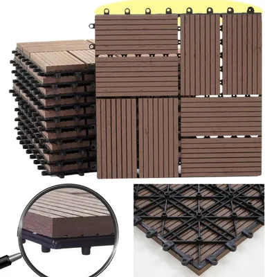 Obrázok produktu pre WPC dlažba Rhone, vzhľad dreva balkón/terasa, 11x po 30x30cm = 1m2 ~ Premium, kávové štvorce