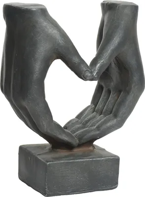 Produktbild von Gilde Dekoobjekt, Herz, "Herz", Händemotiv, Kunstharz, Magnesia, anthrazitfarben, VE 1, L. 17 cm, B. 29 cm, H. 37 cm Höhe: 37.00 cm Breite: 29.00 cm Tiefe: 17.00cm  99358