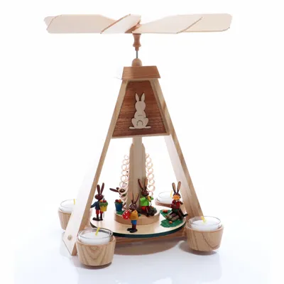 Produktbild von Pyramide Osterhasen mit Teelichtern HxBxT 32x22x25,5cm NEU