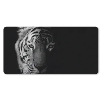 Produktbild von MuchoWow® Mauspad Mousepad Tiger - Tiere - Wild - Schwarz - Weiß 60x30 cm - Mousepads - Maus Mat - Pad - Mausunterlage - Nachhaltig