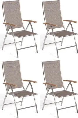 Produktbild von Sonnenpartner 4x Klappsessel Paragon taupe Klapp-Sessel Klappstuhl Edelstahl/Textilen