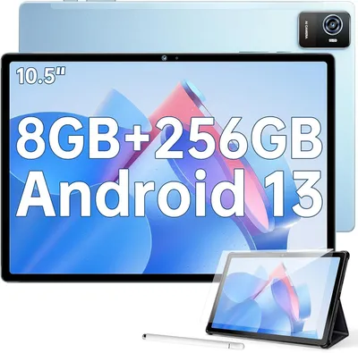 Produktbild von OUKITEL OKT3 Tablet Android 13, 10.5 Zoll 15GB + 256GB (TF 2TB) Gaming Tablet PC, 8250mAh 1920*1200 FHD+ Tablets, 16MP+8MP, Widevine L1/Octa-Core/Dual SIM 4G LTE/5G WIFI/BT5.0/GPS/OTG, Blau