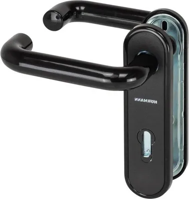 Zdjęcie produktu dla Czarny zestaw klamek D-110, krótki, ognioodporny