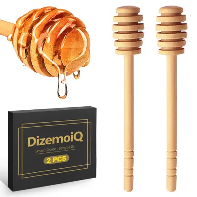 Honiglöffel aus Olivenholz, 16 cm, 2 Stück, mit Spirale