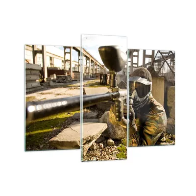 Produktbild von Bilder auf glas - Paintball Pistole Spieler - 130x100cm - Glasbilder - Wandbilder - Kunstdruck - zum Aufhängen bereit - Wanddekoration aus Glas - Glas Bilder - Wandbild auf Glas - GCB130x100-0140
