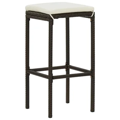 Immagine prodotto di Sgabello da bar con cuscino 3 pz. Poli rattan marrone
