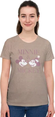 Produktbild von Disney Minnie Mouse T-Shirt für Damen - Minnie & Mickey Oberteil Frauen Shirt Top Braun L