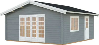 Produktbild von Gartenhaus Palmako Irene 27,7 m² inkl. Fußboden 622 x 598 cm hellgrau-weiß