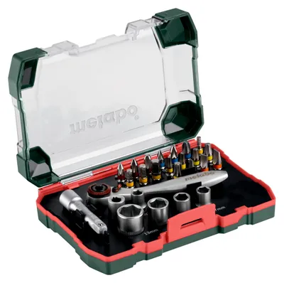 Imagen del producto de Kit de brocas y puntas para herramientas Metabo, 26 piezas.