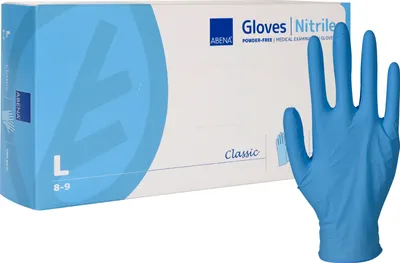 Produktbild von Abena Classic Nitril Unt.Hands.unste.pf L blau 100 St