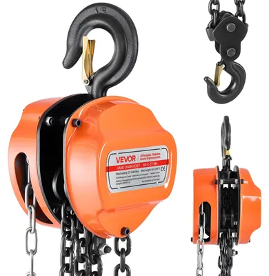 Produktbild von VEVOR Handkette, 2 Tonnen Tragfähigkeit, manueller Kettenblock mit verbesserteter G80 verzinkter Kette, 6 m Hubhöhe, Schwerlastseilzug für Garage, Lager, Automobilmaschinen, Orange, 2 T, 20 FT