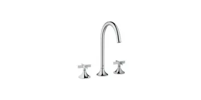 Zdjęcie produktu dla Dornbracht VAIA trzyotworowa bateria umywalkowa z wyciąganym odpływem, uchwyt krzyżowy, występ 168 mm, 20713809-00