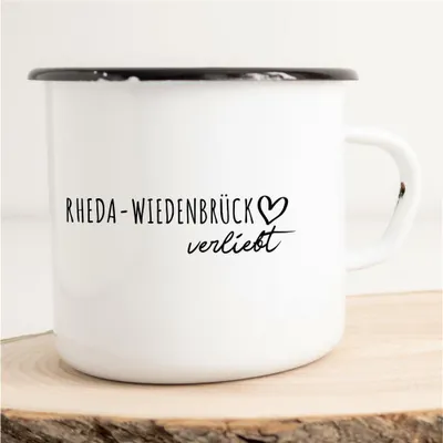 Produktbild von Huuraa Emaille Tasse Rheda-Wiedenbrück  Geschenk Kaffeebecher Vintage 300ml Rheda-Wiedenbrück  Präsent