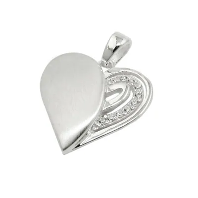 Produktbild von Anhänger 16x16mm Herz mit Zirkonias matt-glänzend Silber 925 silber 16x16mm