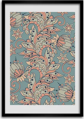 Produktbild von Bild - Bilderrahmen - 50 cm x 70 cm - MDF - Rahmen - Wandkunst Ethnische Blumen