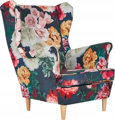 Produktbild von Family Meble Ohrensessel Print Relaxsessel Skandinavisch Bequemer Sessel Loungesessel Fernsehsessel Für Wohnzimmer Schlafzimmer Büro (M 135)
