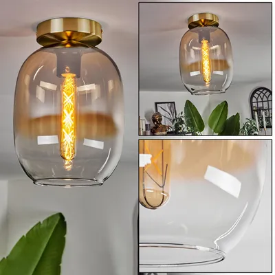 Produktbild von Carrone Deckenlampe aus Metall/Glas in Messingfarben/Bernsteinfarben/Klar