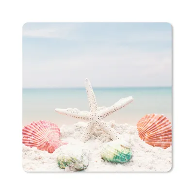 Produktbild von MuchoWow® Mauspad Mousepad Muscheln - Seesterne - Strand 20x20 cm - Mousepads - Maus Mat - Pad - Mausunterlage - Desk Mat - Bureauartikeln