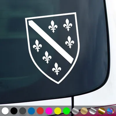 Produktbild von PantherPixel Bosnien Aufkleber Wappen Flagge Fahne Bosna Sticker Auto Geschenkidee Farbe Weiss