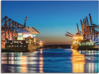 Produktbild von ARTland Leinwandbild Hamburg Hafen am Abend 2 Größe: 40x30 cm