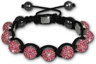 Produktbild von Shamballa Armband original Sterlinx mit 9 rosa Glitzerkugeln SHS90A