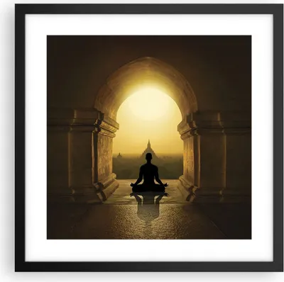 Produktbild von Gerahmtes Poster - Schwarzer Rahmen - Meditation Tempel Schatten - 40x40 cm - Wand Bild - Wanddeko - Wandbilder - Kunstposter - Wandposter - Bilderrahmen - Bilder - Kunstdruck - P2BAC40x40-4474
