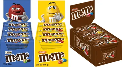 Produktbild von M&M’S Triple-Mix, 72 Packungen mit drei verschiedenen Sorten - Crispy, Schokolade & Peanut