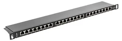 Produktbild von Lanberg PPS5-0024-B, Cat5, Cat5e, Schwarz, Metall, Rackeinbau, 0.5U, 445 mm