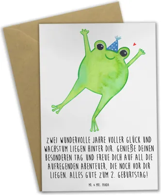 Produktbild von Mr. & Mrs. Panda Grußkarte 2. Geburtstag - Weiß - Geschenk, Geburtstagskarte, Kindergeburtstag, einladungskarten, hochzeitskarten, Alter, weihnachtskarten, Happy Birthday