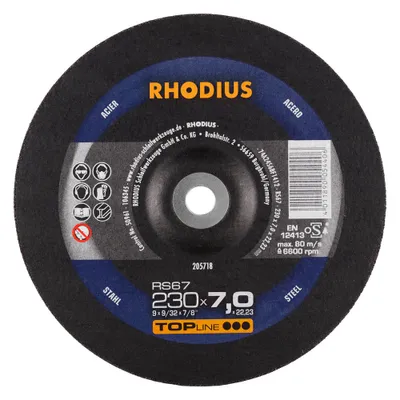 Produktbild von Rhodius Schleifscheibe RS 67 230x7,0x22,23mm Stahl Topline - 205718