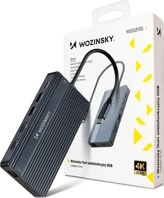 Produktbild von Usb-C Hub 14 In 1 Wozinsky Wds03Y5S Multifunktional, Aluminium, bis zu 3 Monitore, mit Kabel 15 Cm - Grau