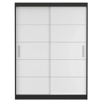 Produktbild von Schwebetürenschrank Kleiderschrank Schrank 150 cm Schwarz/Weiß mit Zierleisten Vista 06
