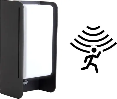 Produktbild von B.K.Licht Außenleuchte Wandlampe Schwarz IP44 max. 12W E27 ohne Leuchtmittel Up&Down Lichtschlitze mit Sensor