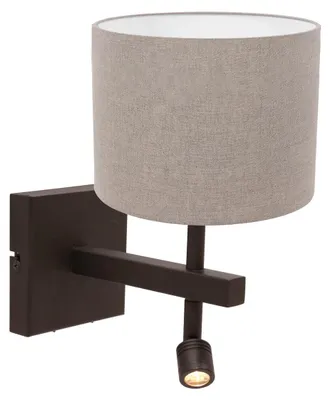 Image de Applique murale - gris noir - Stang - métal textile - lampe de lit - LED_E27 - 4872CA - Steinhauer