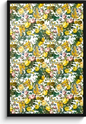 Produktbild von MuchoWow® MuchoWow® Gerahmtes Poster Pfingstrose - Gelb - Muster 60x90 cm - Poster mit zchwarzem Bilderrahmen - Kunst