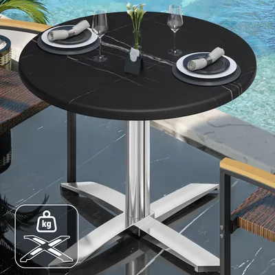 Produktbild von WTG | Bistro Außen Tisch | Ø:H 70 x 75,5 cm | Schwarz Marmor / Aluminium | Rund | Zusatzgewicht | Bistro Tisch Gastro Tisch