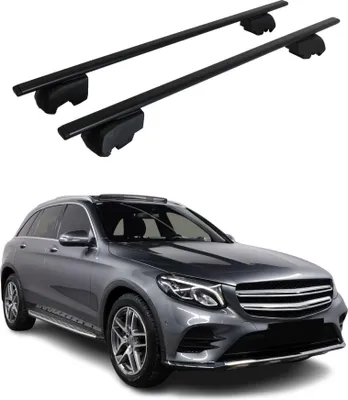 Zdjęcie produktu dla Poprzeczne relingi dachowe do Mercedesa GLC X253 (2015–2021) w kolorze czarnym, z homologacją ABE