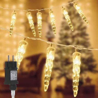Immagine prodotto di Bettizia LED ghiaccioli 8 modalità di luce 40 LED 5M bianco caldo decorazione natalizia