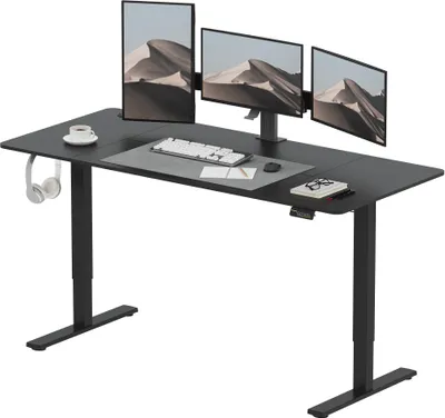 Produktbild von SANODESK Elektrischer Höhenverstellbarer Schreibtisch 180 x 80 cm, Ergonomischer Tischplatte, Steh-Sitz Tisch Computertisch, einfache Montage(schwarz)