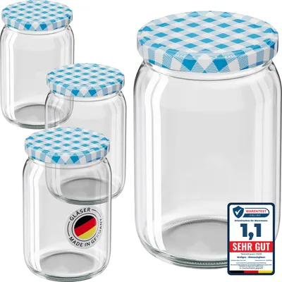 Produktbild von 50x WELLGRO Einmachgläser 550ml – Schraubdeckel TO82 Rundglas